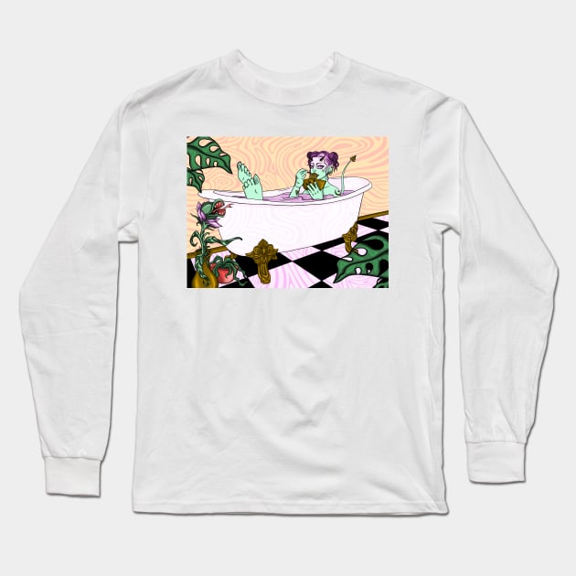 Psychedelic Bath Ramen Long Sleeve T-Shirt by Parasite Rabbit